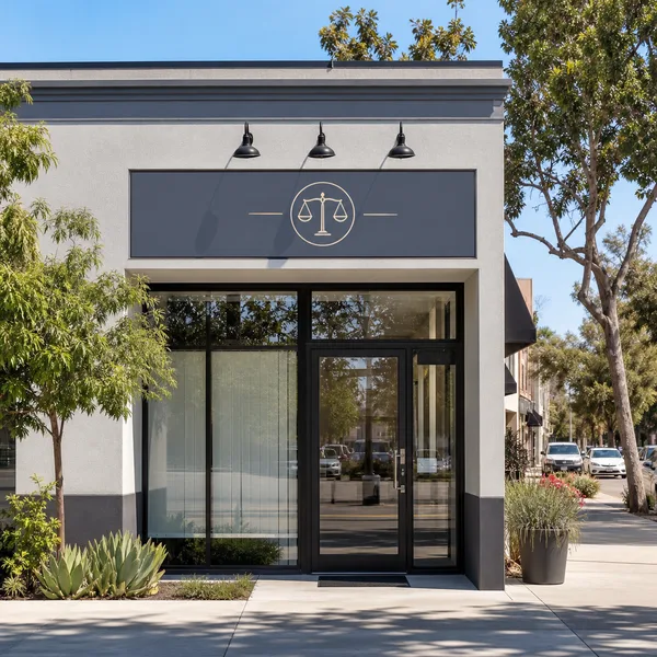 Modern neighborhood law office storefront in the San Fernando Valley